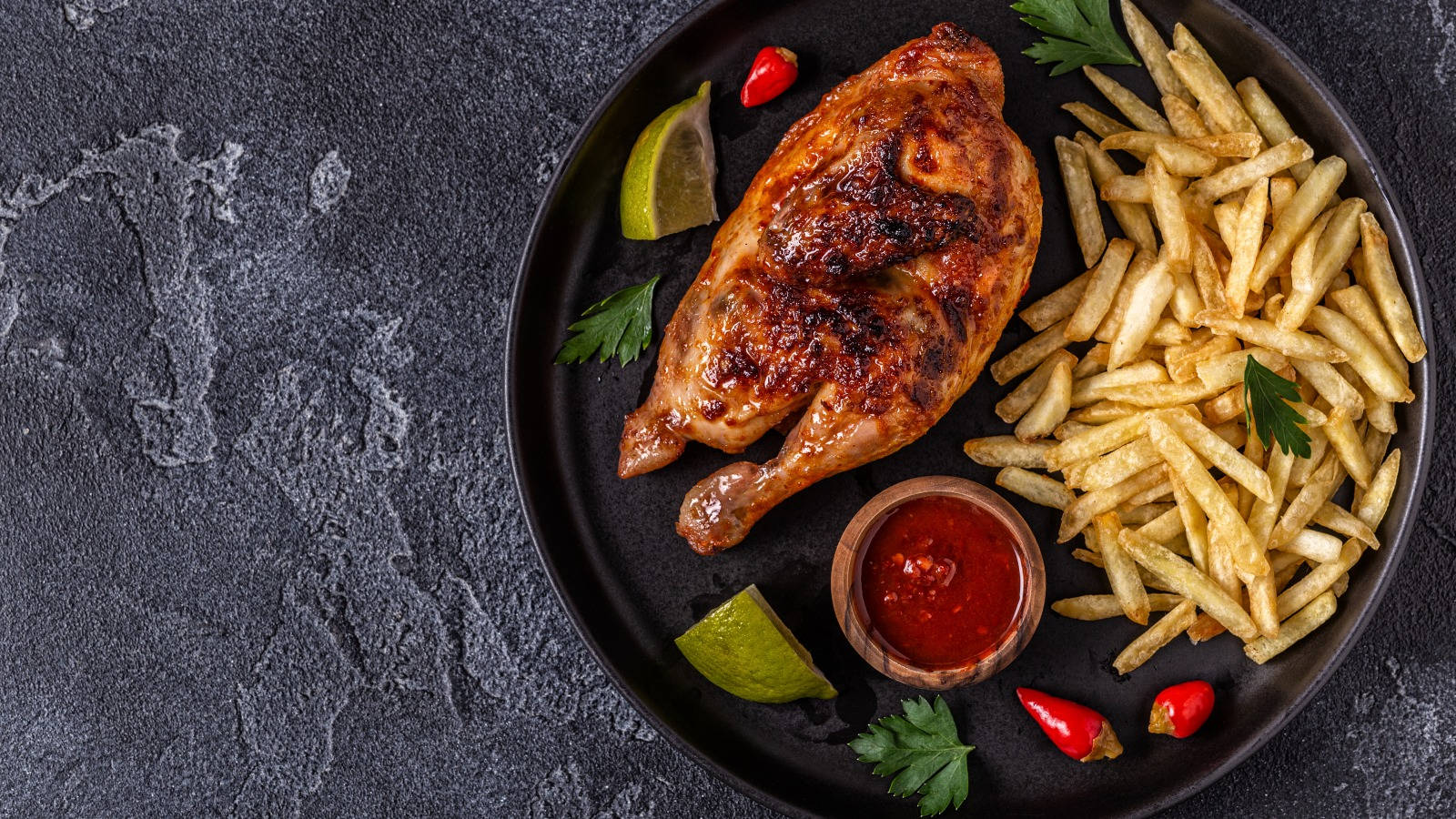 Peri Peri Chicken With Fries Side Dish Wallpaper