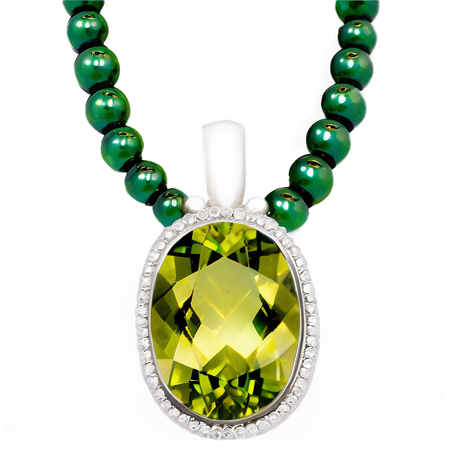 Peridot Bead Necklace Png 06242024 PNG