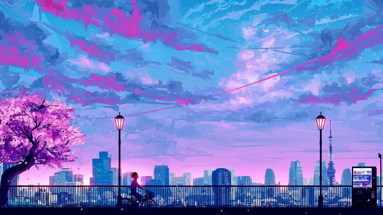 Periwinkle Anime City Wallpaper