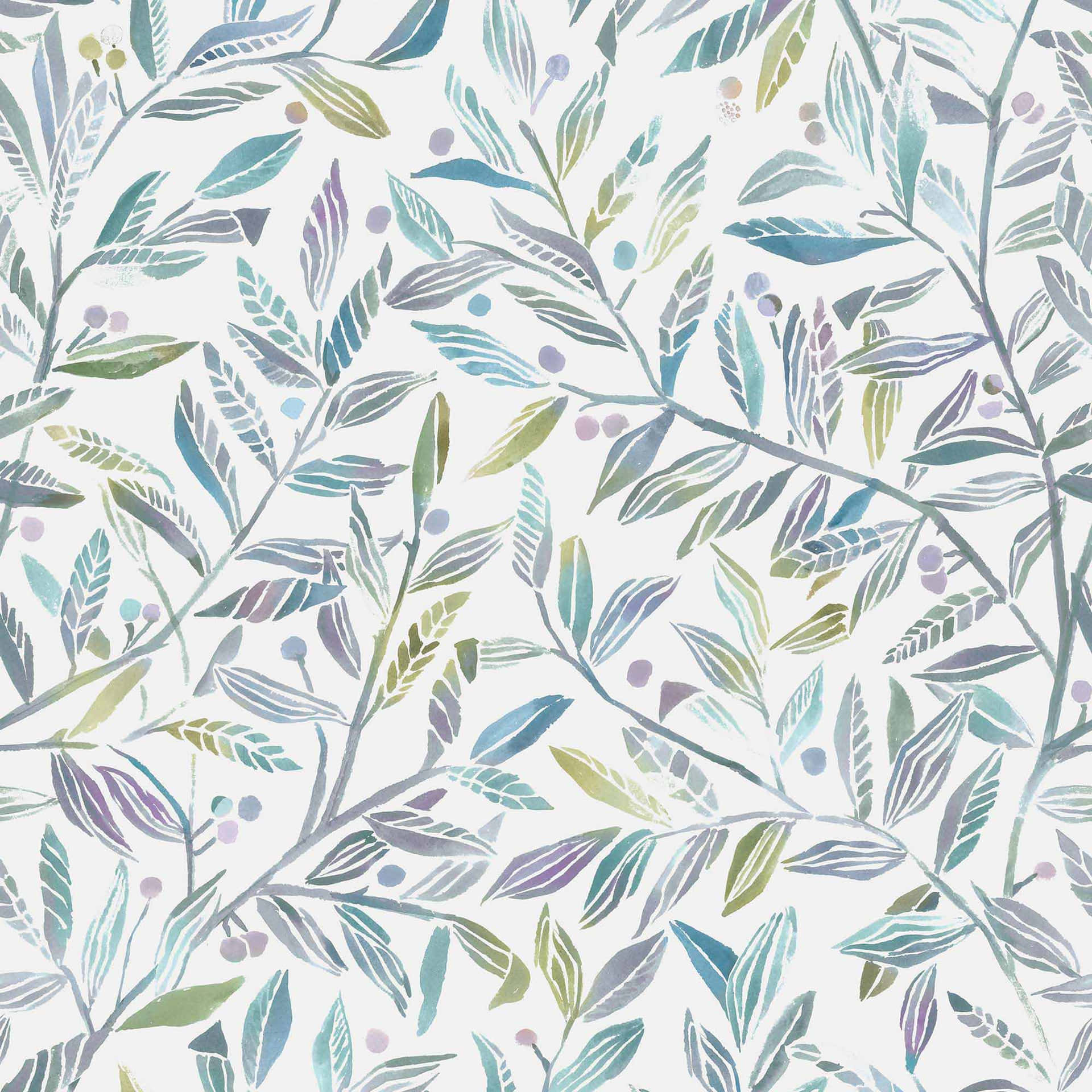 A Watercolor Leaf Pattern On White