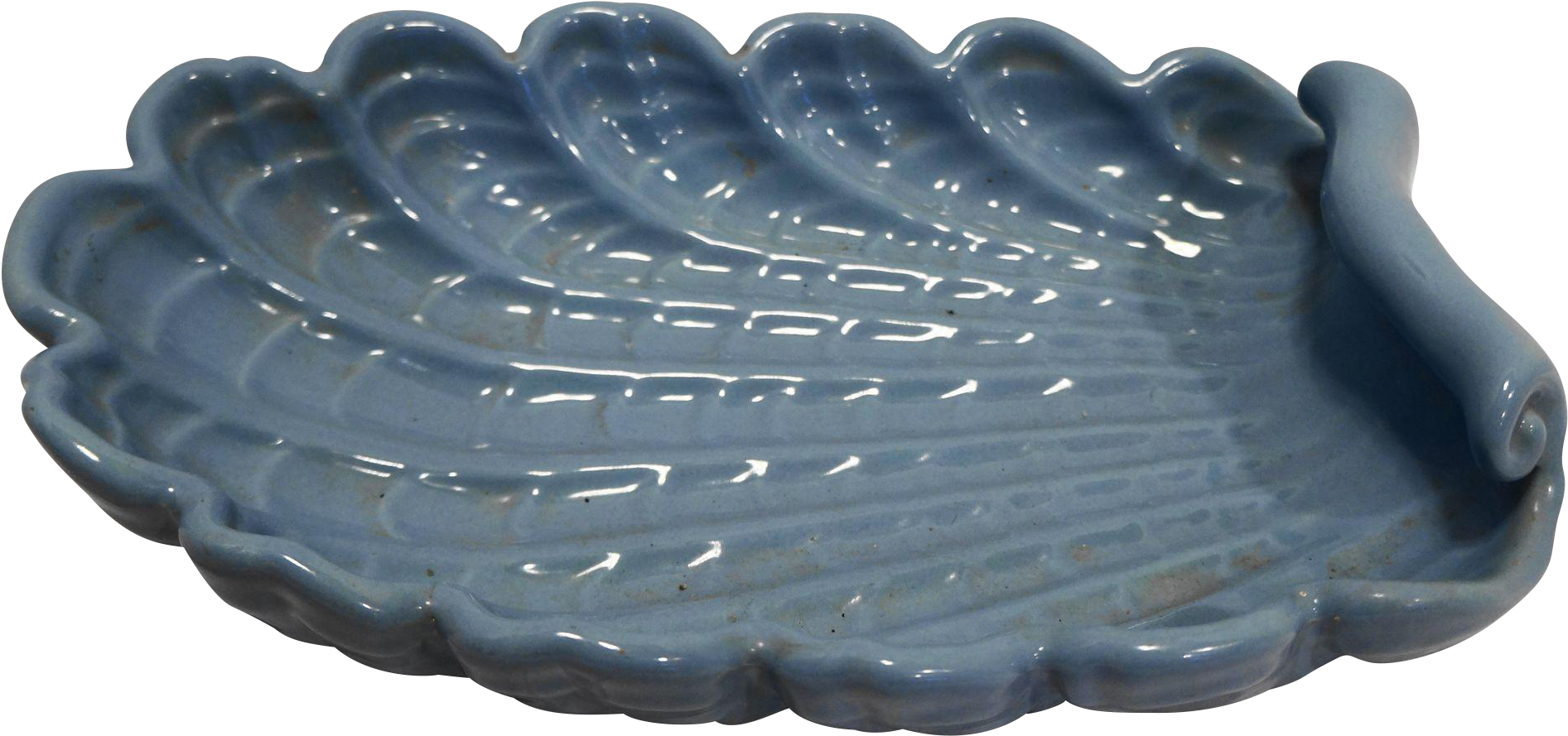 Periwinkle Blue Ceramic Shell Dish PNG