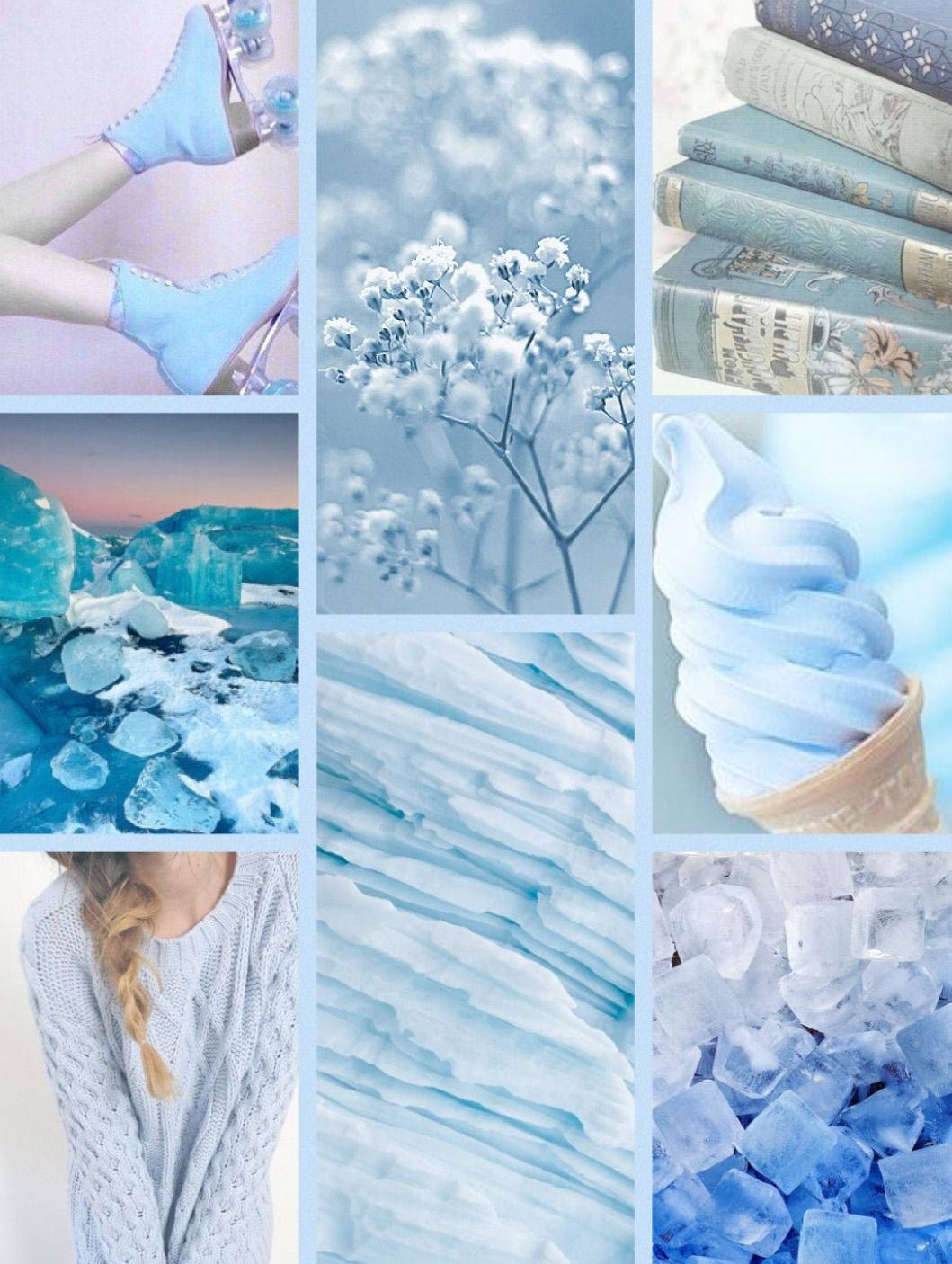 Periwinkle Blue Ice-cold Collage Wallpaper