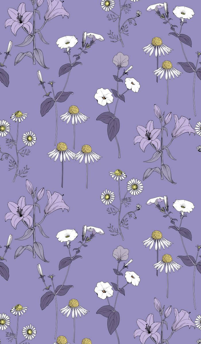 Periwinkle Søde Blomster Mønster Wallpaper