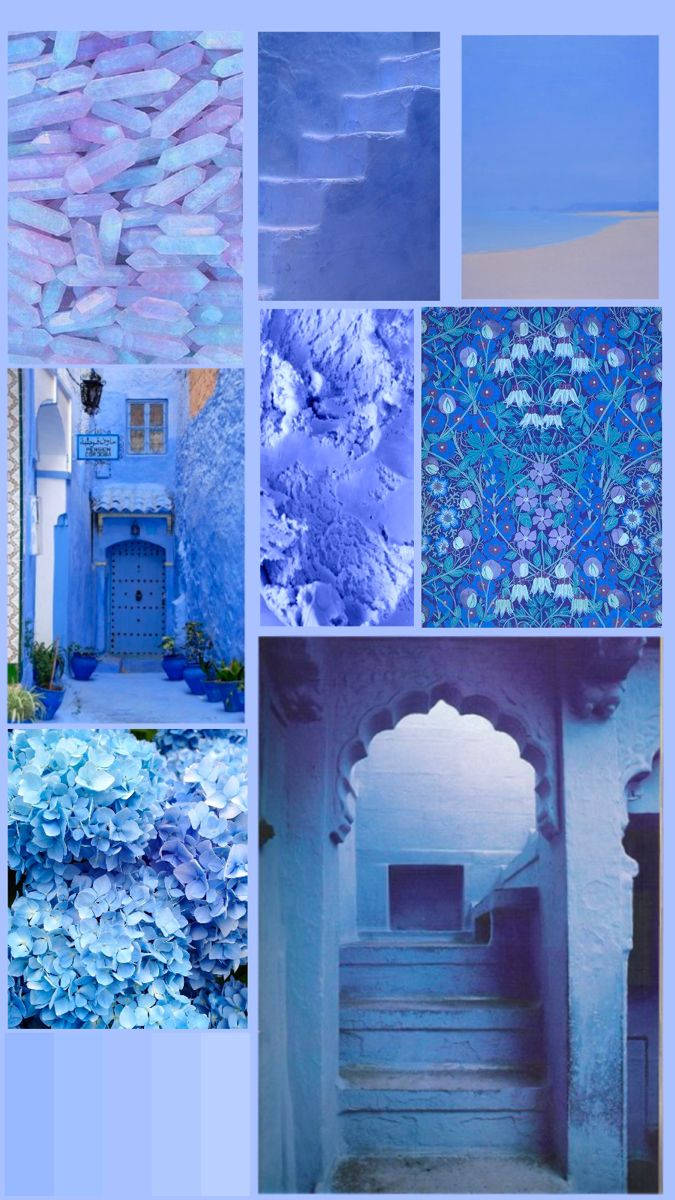 Oplev klarblå kreativitet med dette periwinkle farvetema. Wallpaper