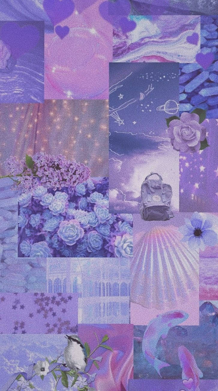 Periwinkle Purple Girly Collage Wallpaper