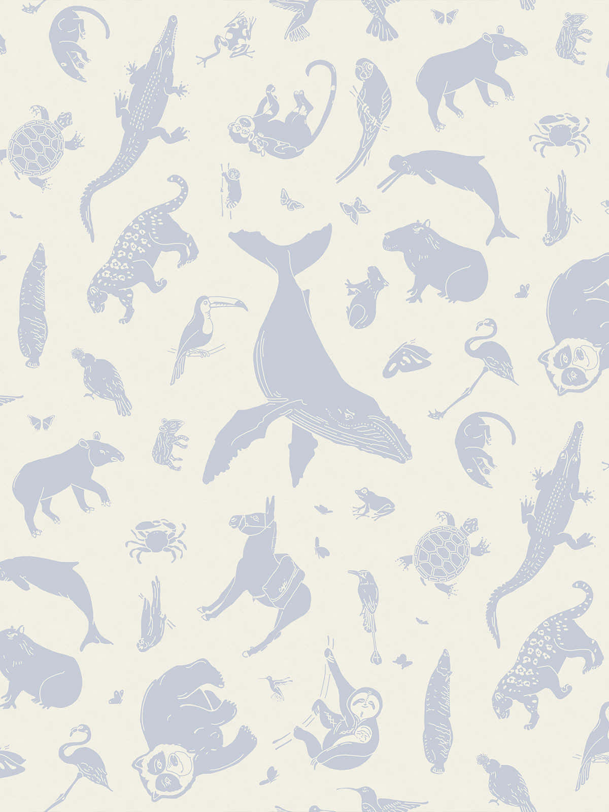 Periwinkle Wildlife Pattern Wallpaper