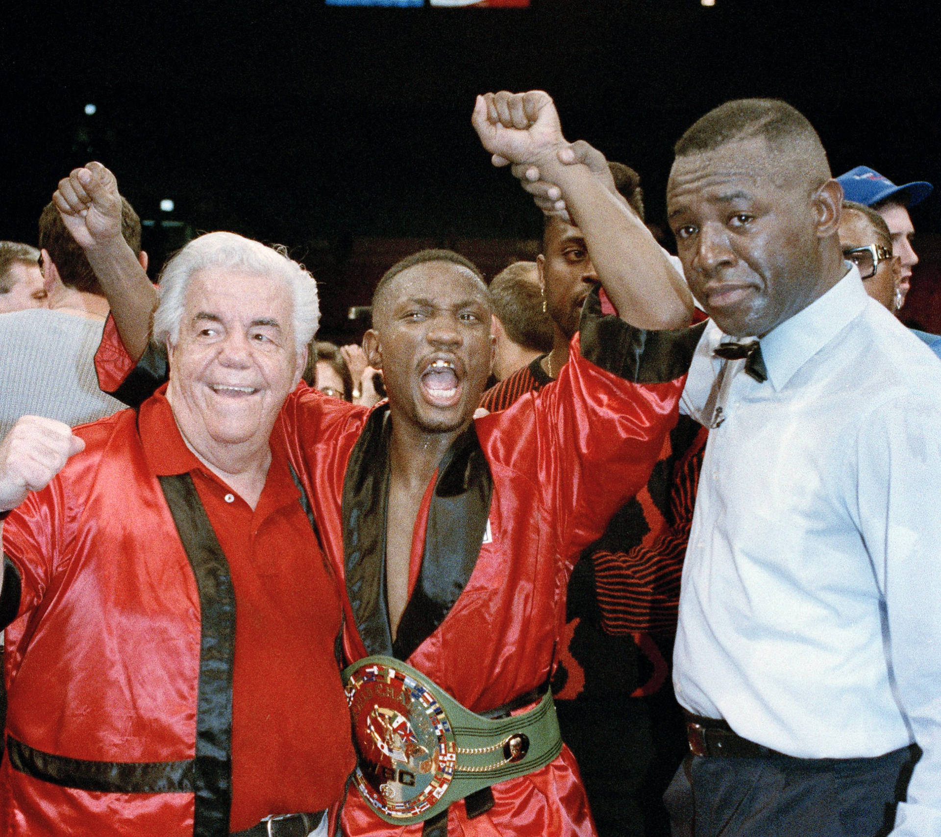 Pernell Whitaker Celebrating With Manager Wallpaper