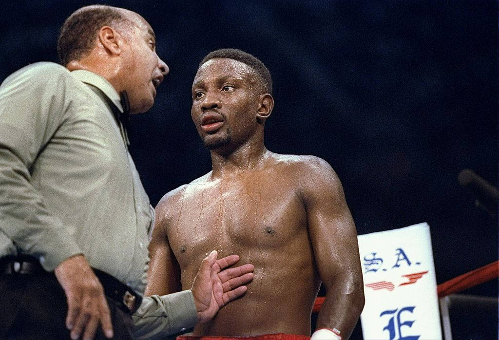 Pernell Whitaker With Shouting Referee Wallpaper