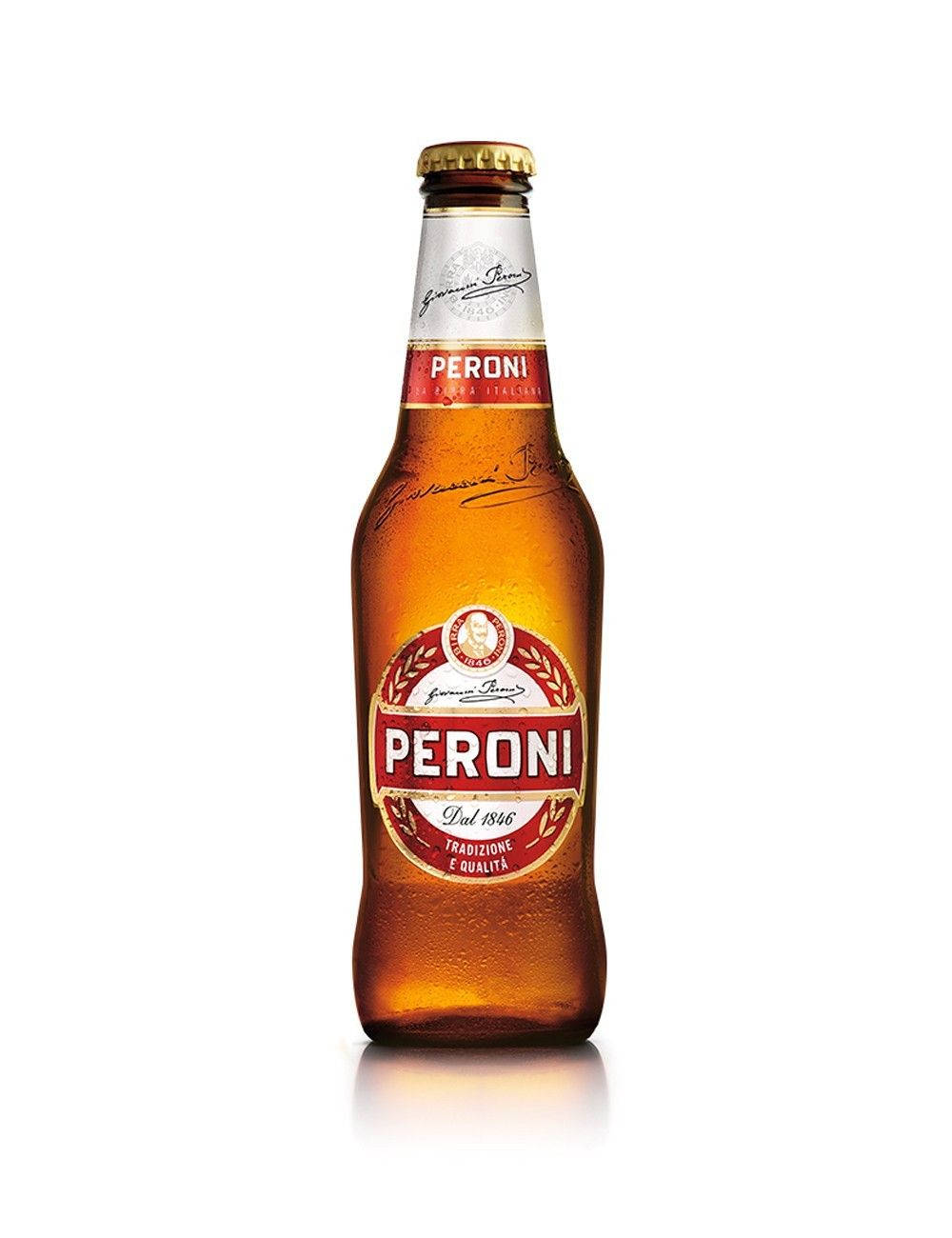 Rød italiensk herringbone mønster digital tapet med Peroni øl Wallpaper