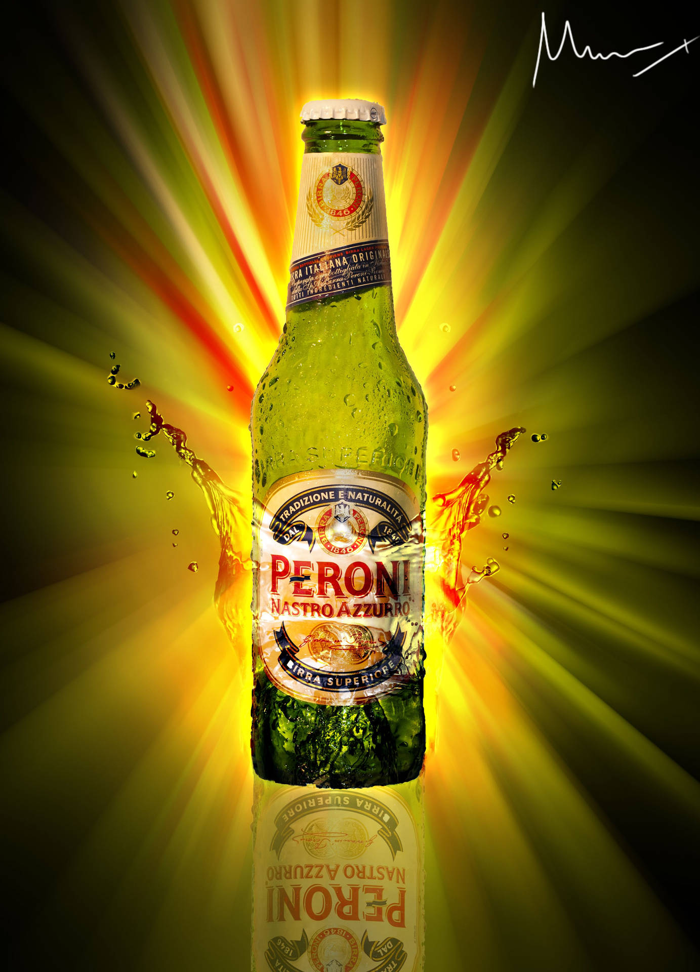 Exquisite Peroni Beer in a Splash of Refreshment Wallpaper