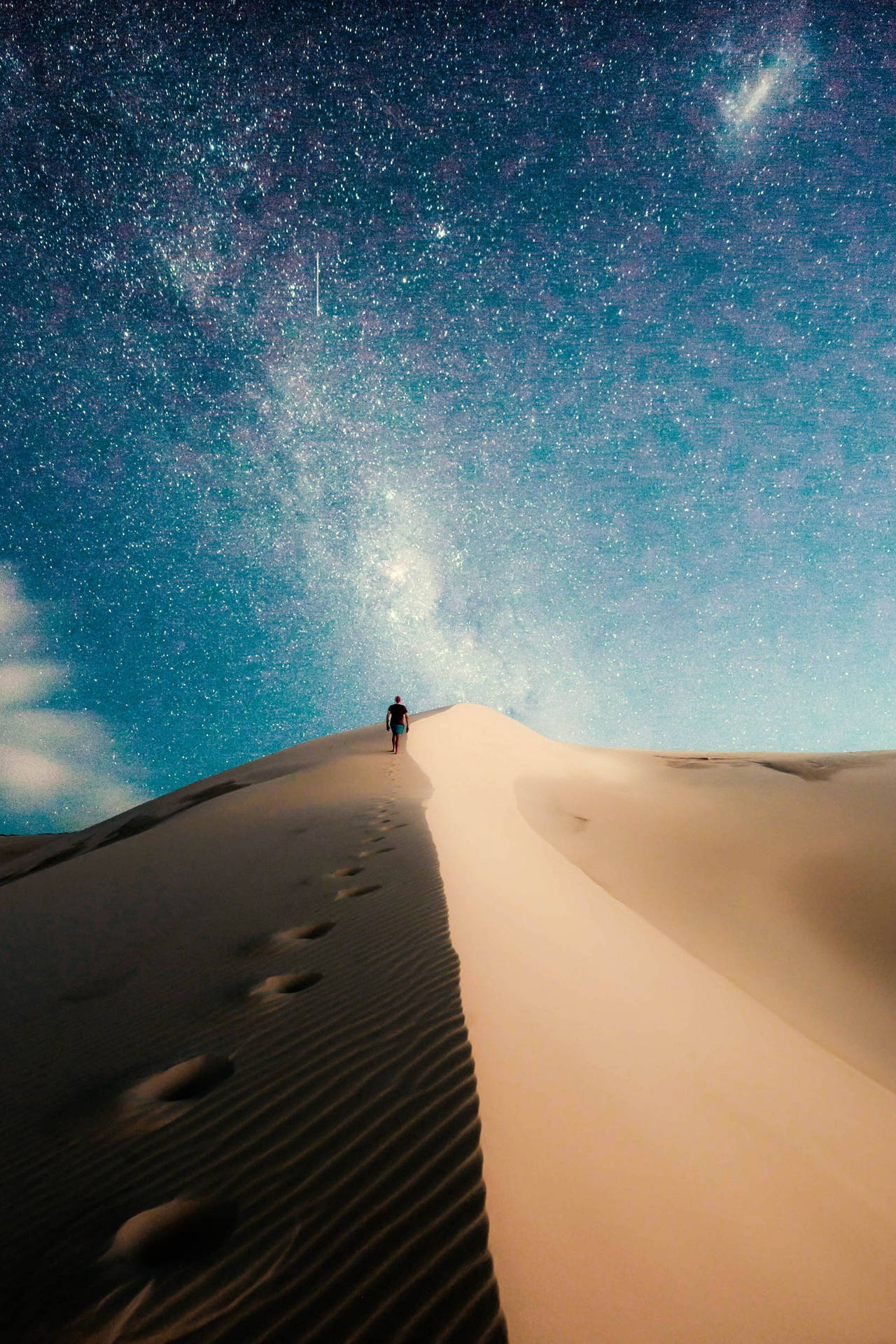 Person Desert Sky Wallpaper