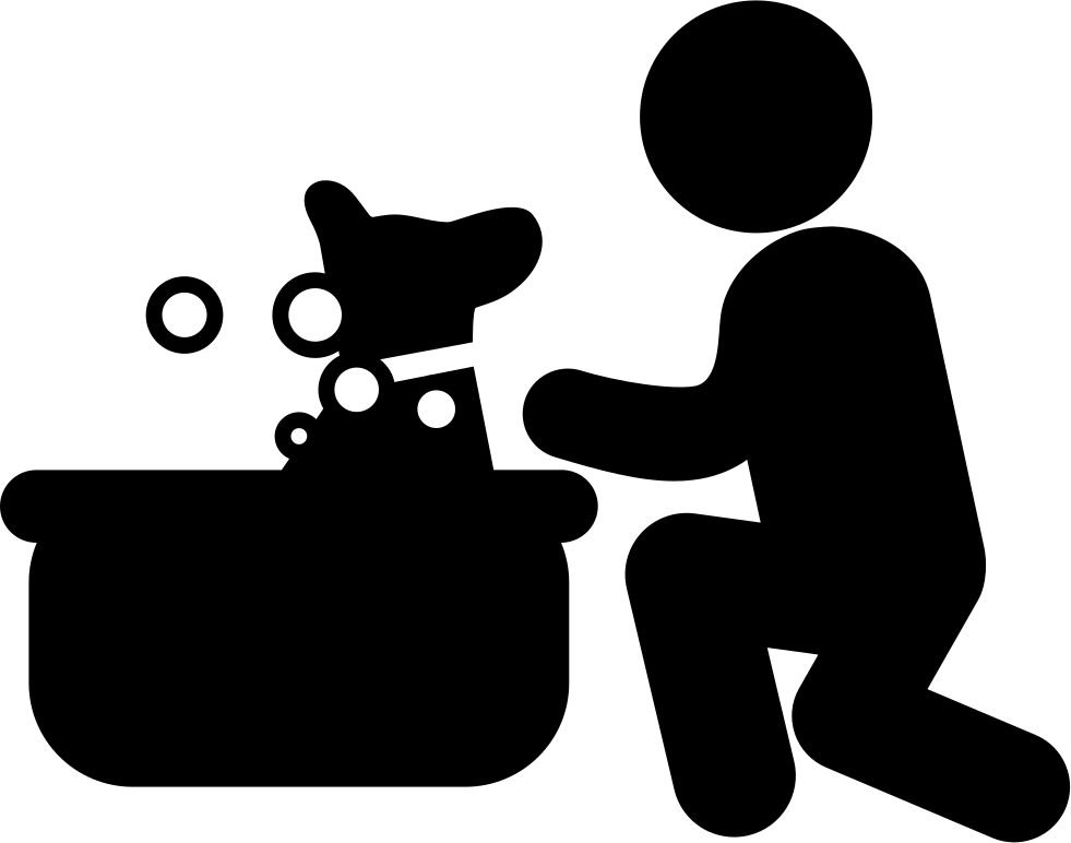 Person Giving Dog Bath Silhouette PNG