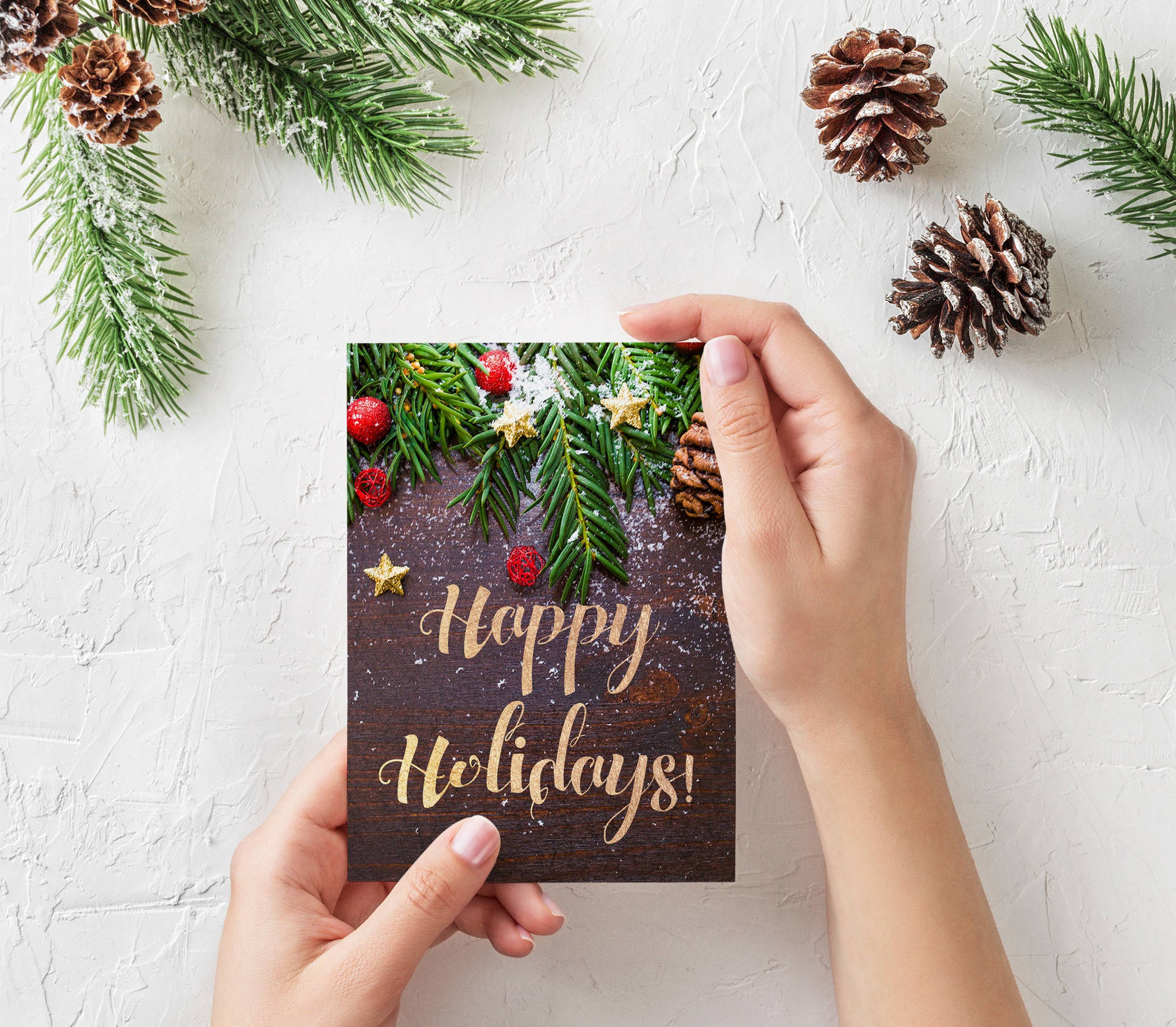 Person Holding Holiday Card Wallpaper