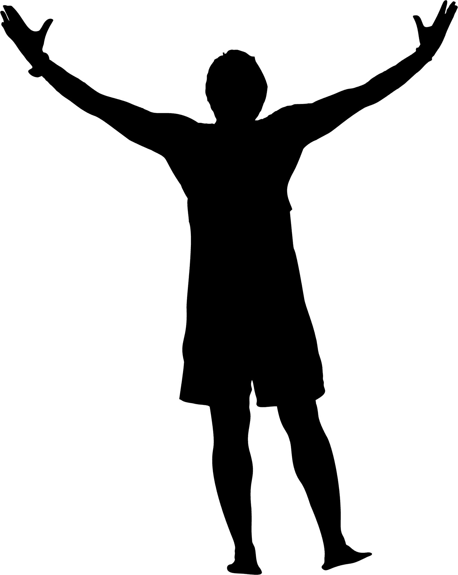 Person Silhouette Arms Raised Victory Pose PNG