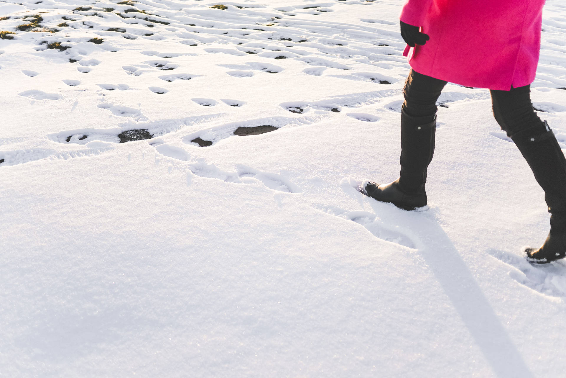 Person Walking In Snow High Quality Desktop Wallpaper