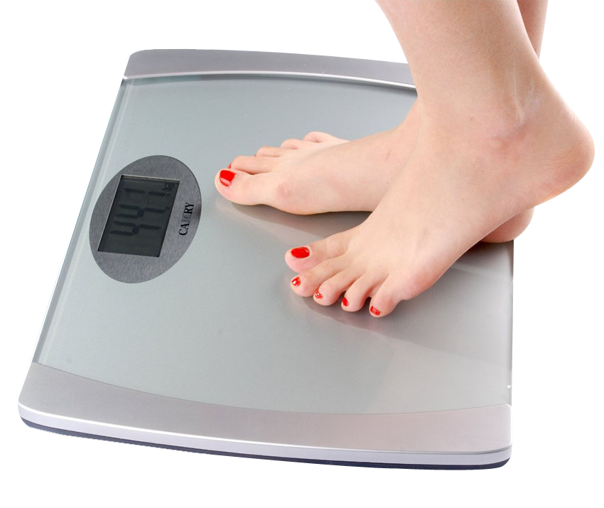 Person Weighing Themselveson Digital Scale PNG
