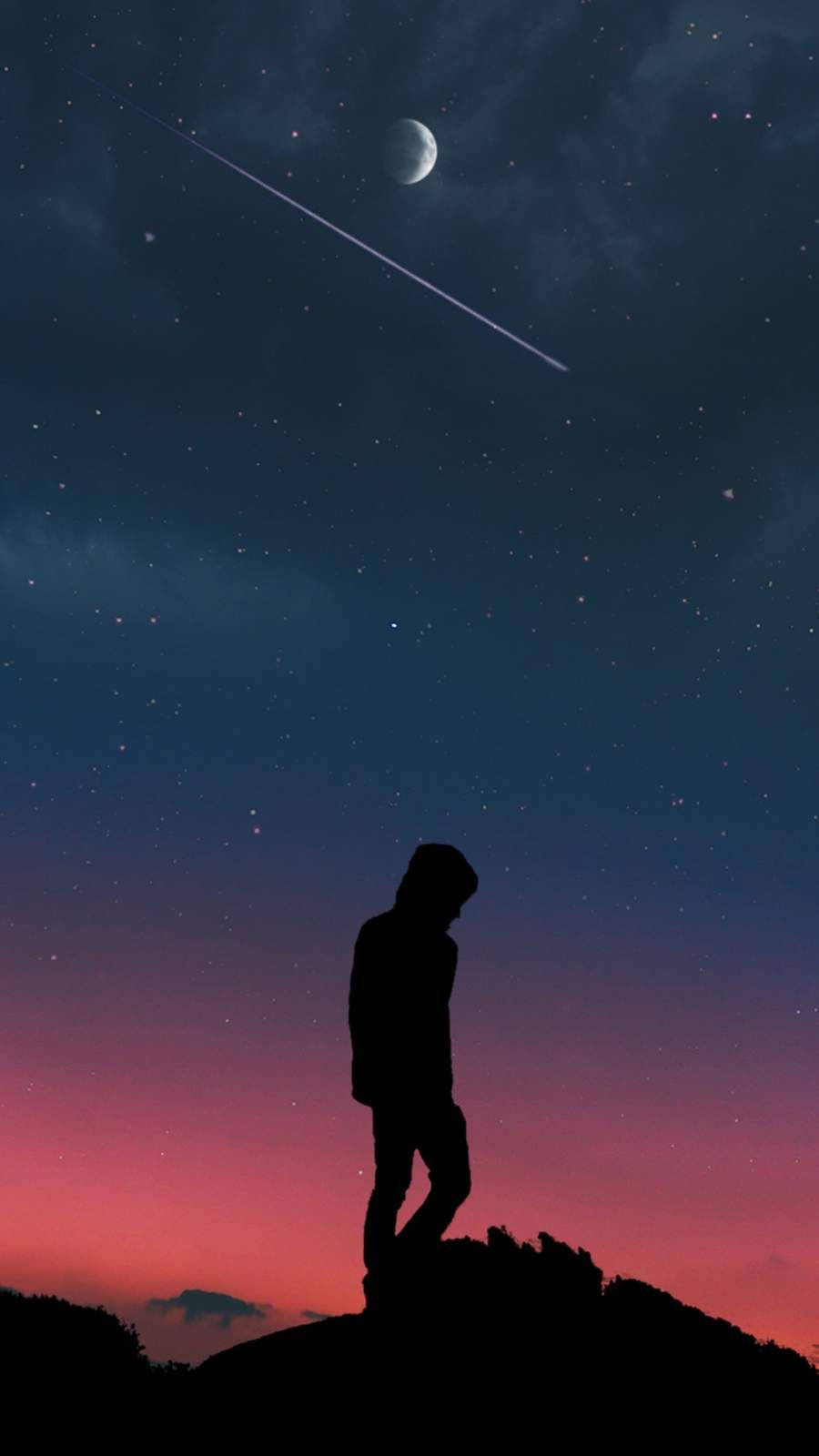 Person With Meteor Shower Wallpaper