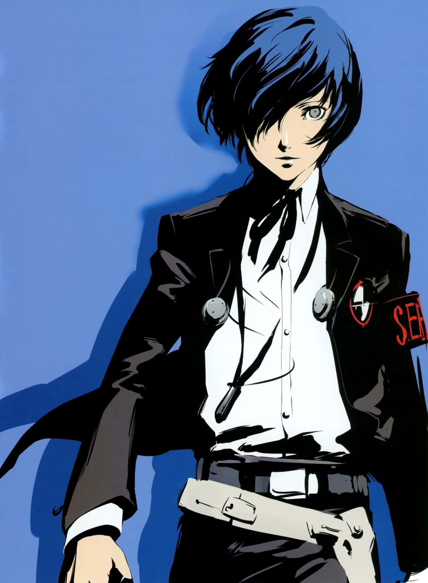 Et billede af den animerede hovedperson fra Persona 3 tapet.