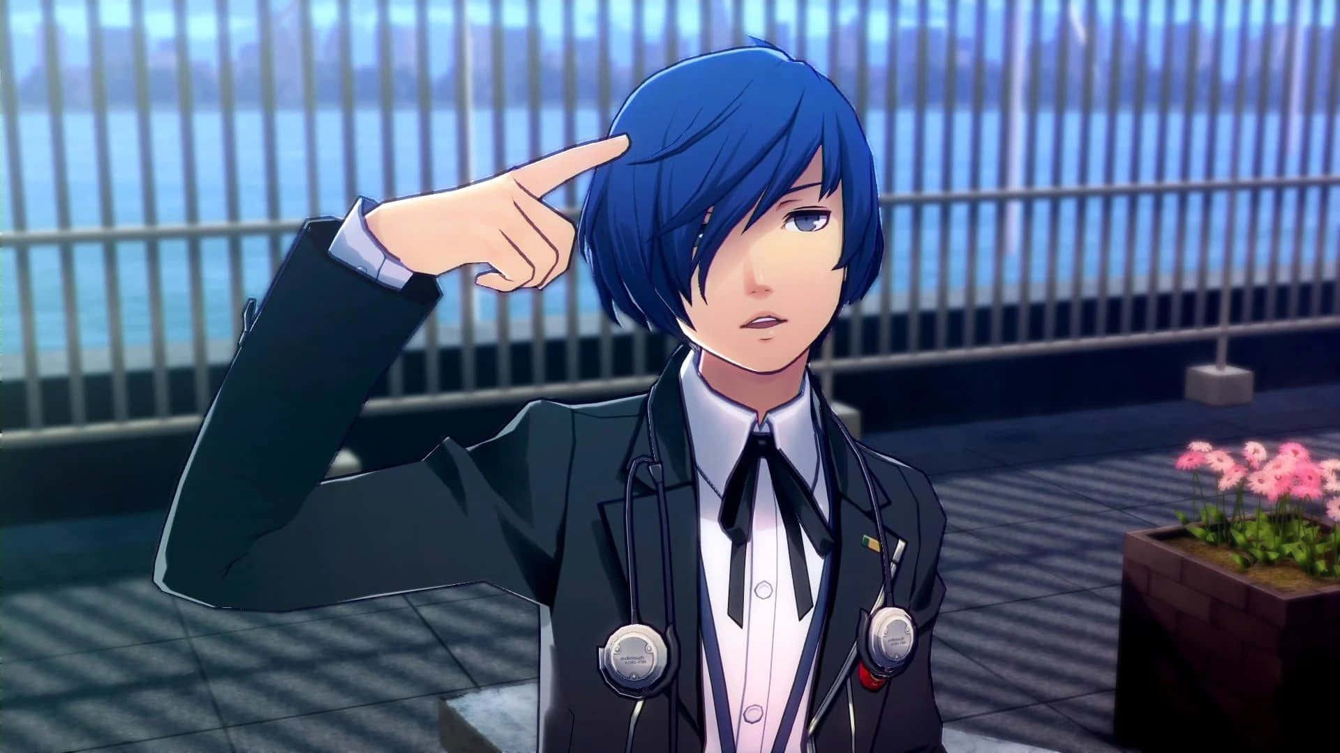 Persona 3 Protagonist Pointing Hair Picture