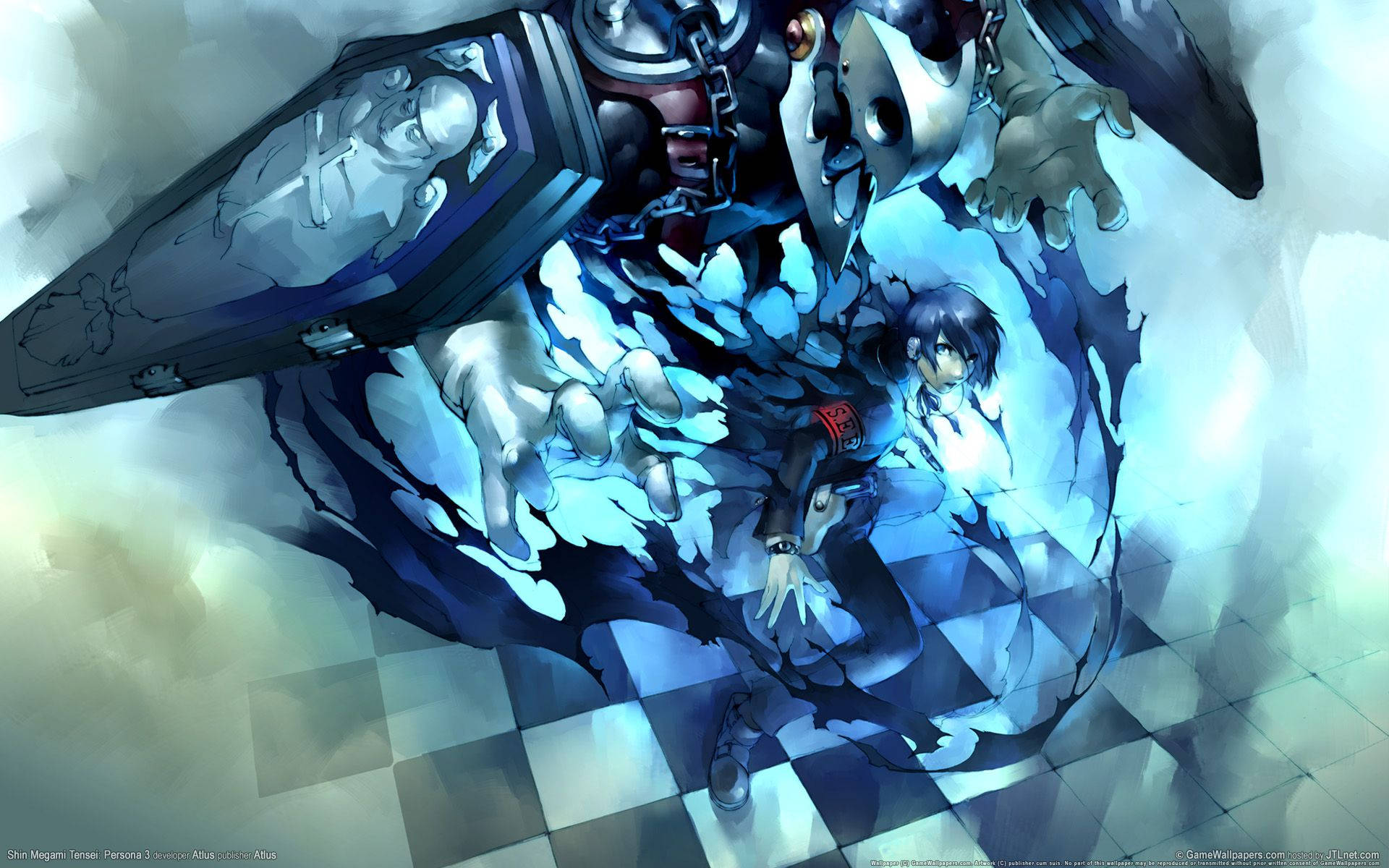 Minato Arisato and Thanatos join forces in Persona 3 Wallpaper