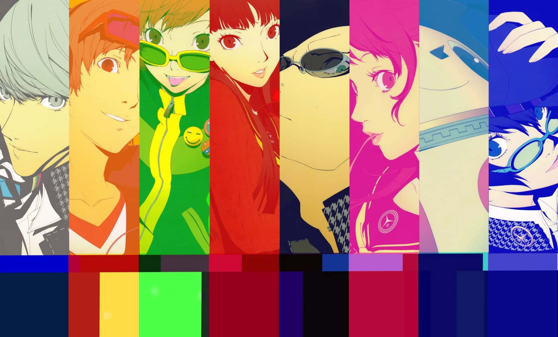 Einegruppe Von Anime-charakteren In Verschiedenen Farben.
