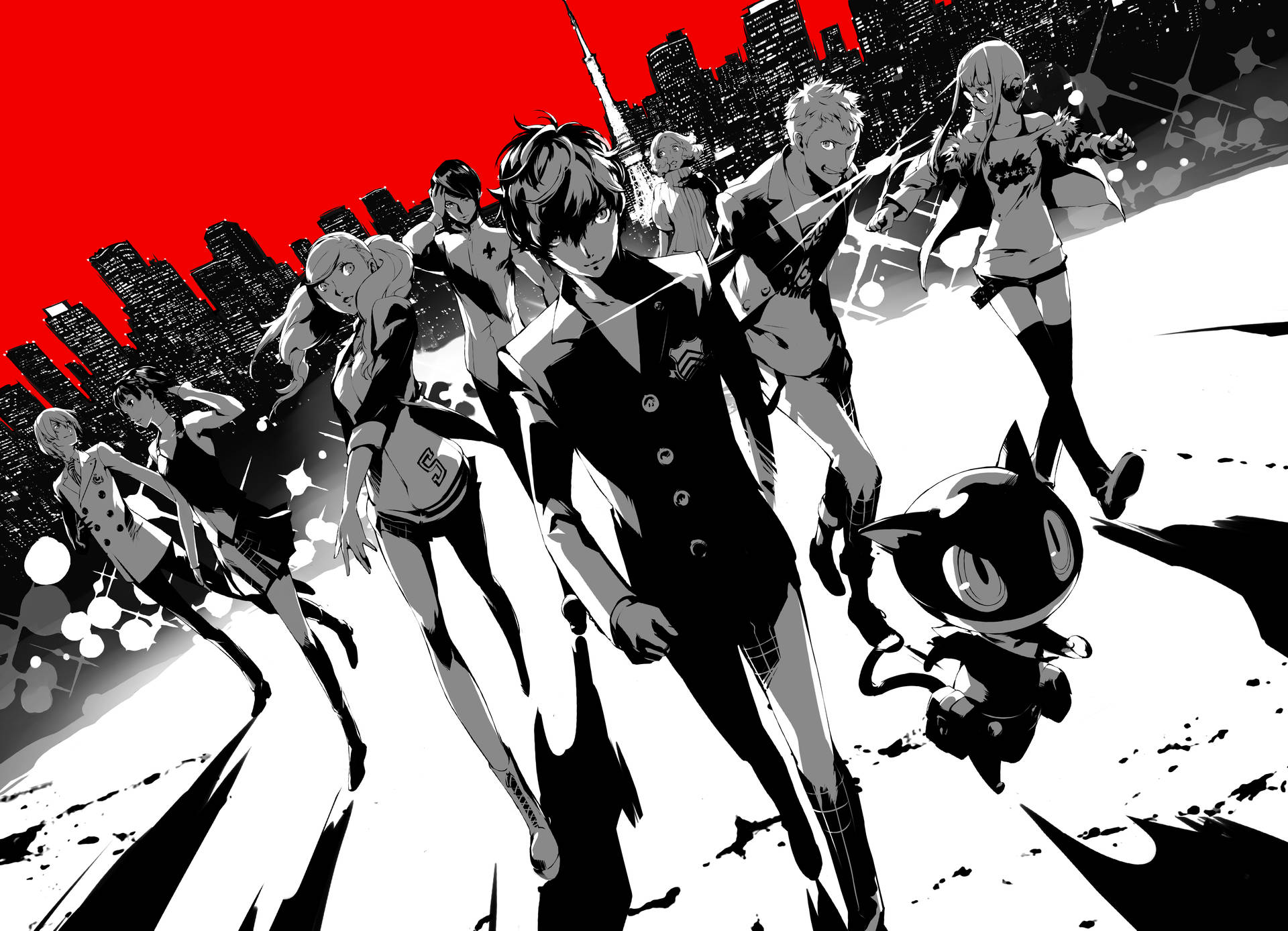 Persona5 4k Phantom Grauskala Wallpaper