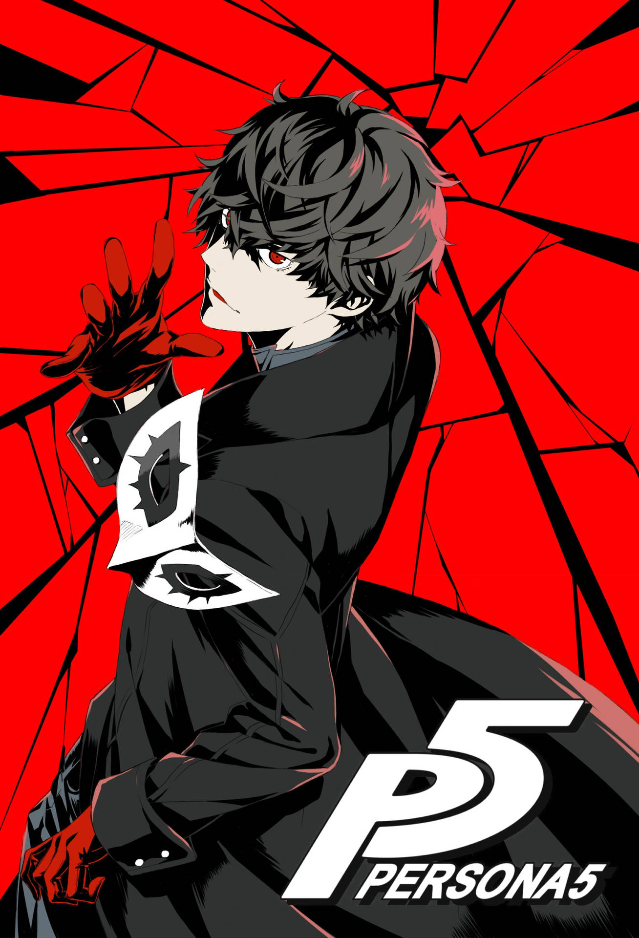 Lively Persona 5 Character Display on Phone Screen Wallpaper