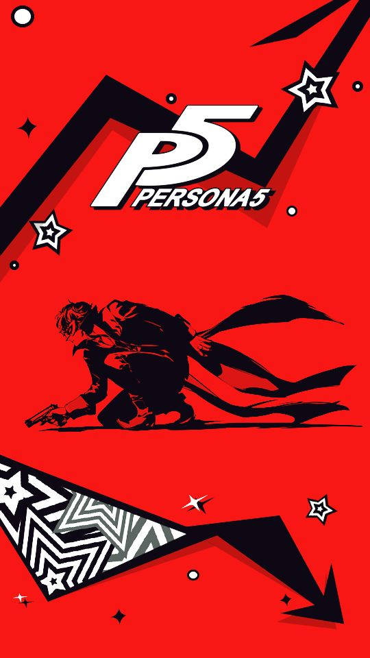 Grafisk rød og sort Persona 5 telefonbaggrund Wallpaper