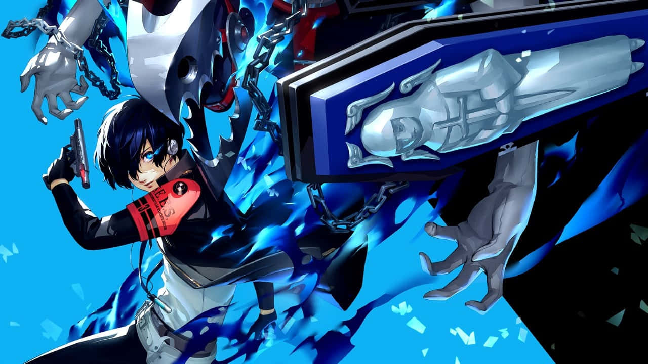 Persona3 Protagonist Evoking Power Wallpaper