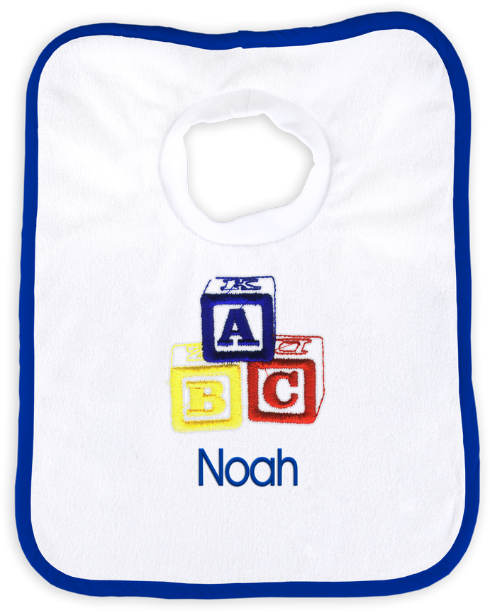 Personalized Baby Bib Noah A B C Blocks PNG