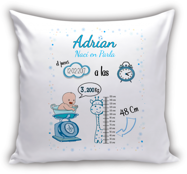 Personalized Baby Birth Information Pillow PNG