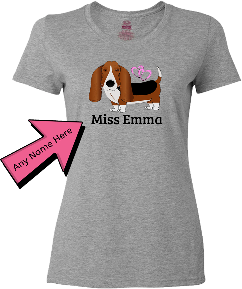 Personalized Basset Hound Tshirt Miss Emma PNG