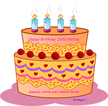 Personalized Birthday Cake Illustration PNG