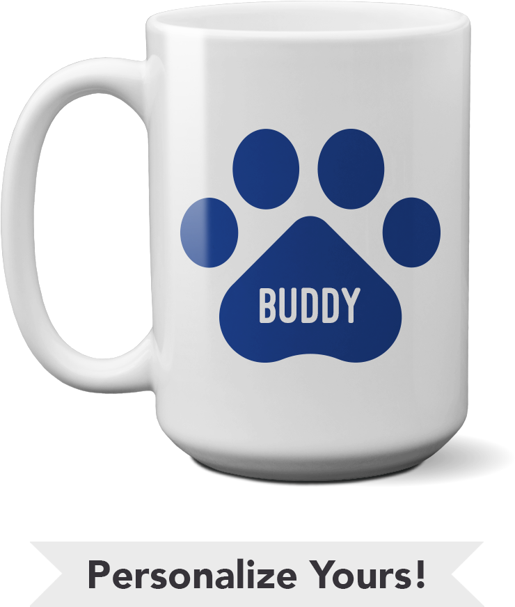 Personalized Blue Paw Print Mug Buddy PNG