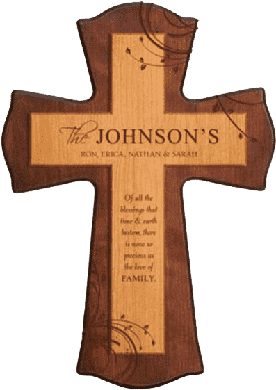 Personalized Family Name Wooden Cross PNG