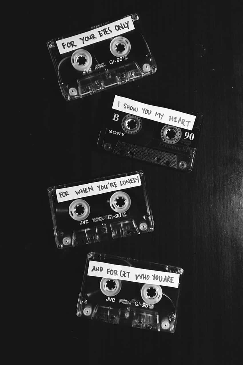 Personalized Mixtape Cassettes Blackand White Wallpaper