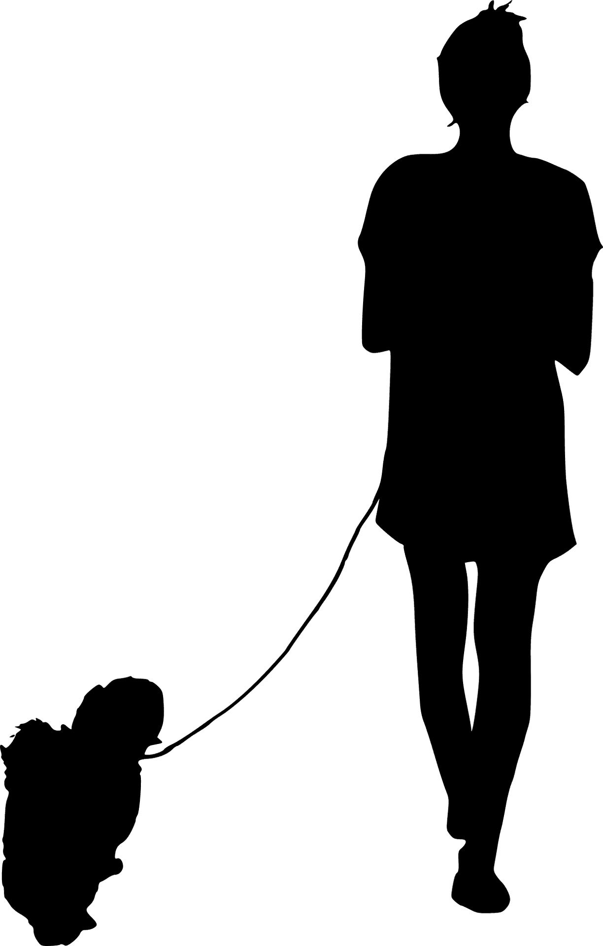 Personand Dog Silhouette Walking PNG