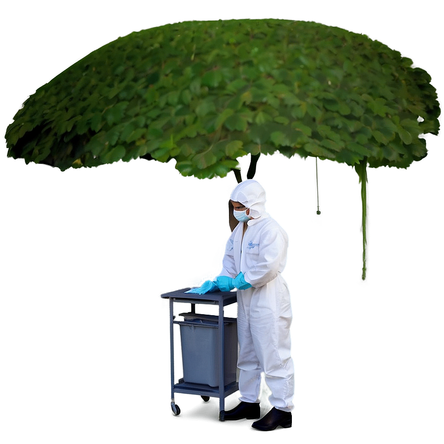 Personin Protective Suit Under Green Canopy PNG