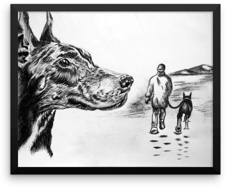 Perspective Drawing Man Dog Walk PNG