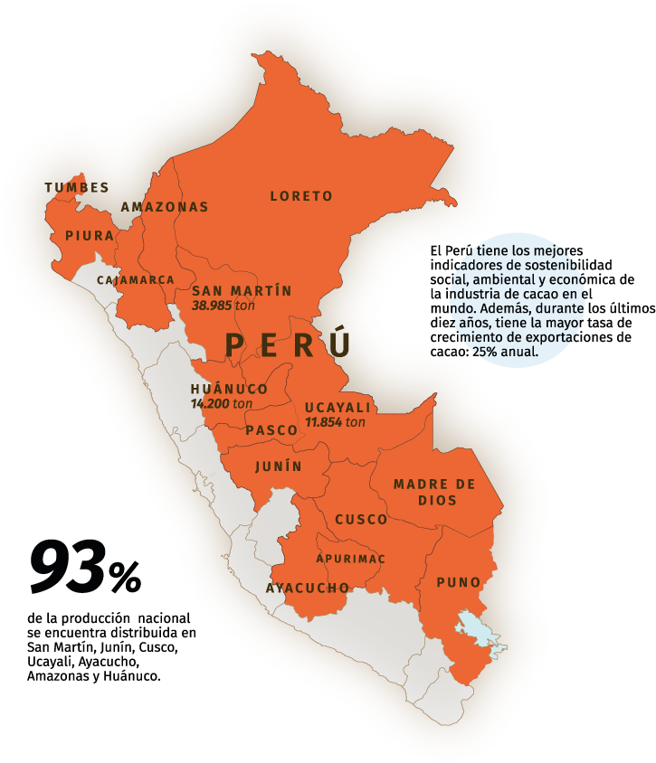Peru Cacao Production Map PNG
