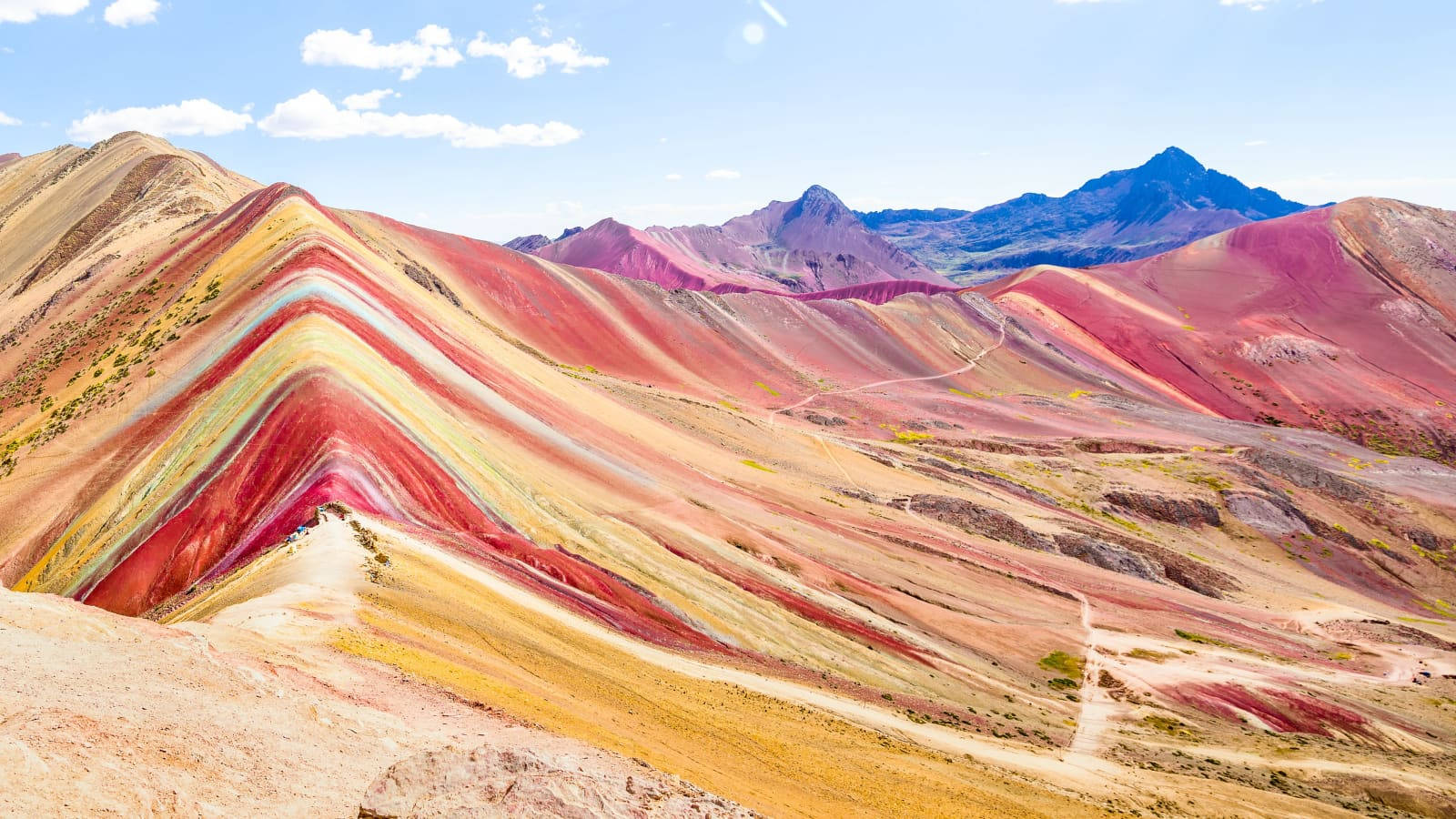 Farverig Vinicunca bjerglandskab stativ Peru Wallpaper