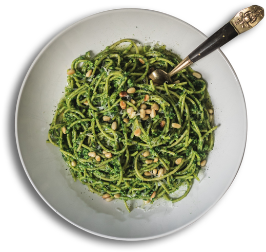 Pesto Spaghettiwith Pine Nuts PNG