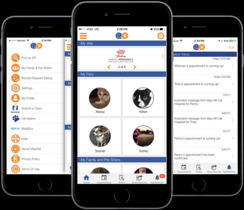 Pet Care Mobile App Screenshots PNG