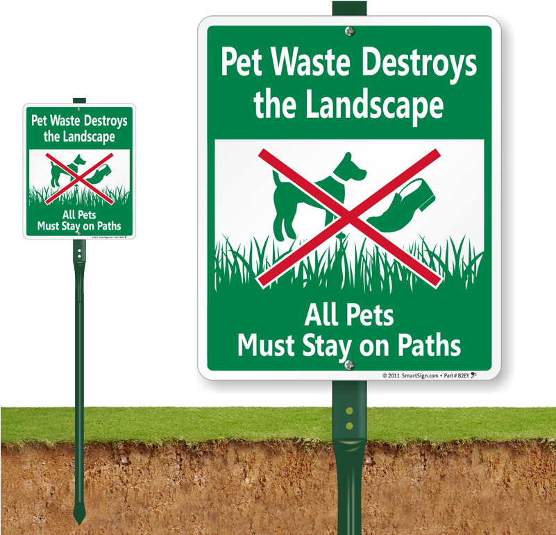Pet Waste Landscape Protection Signs PNG