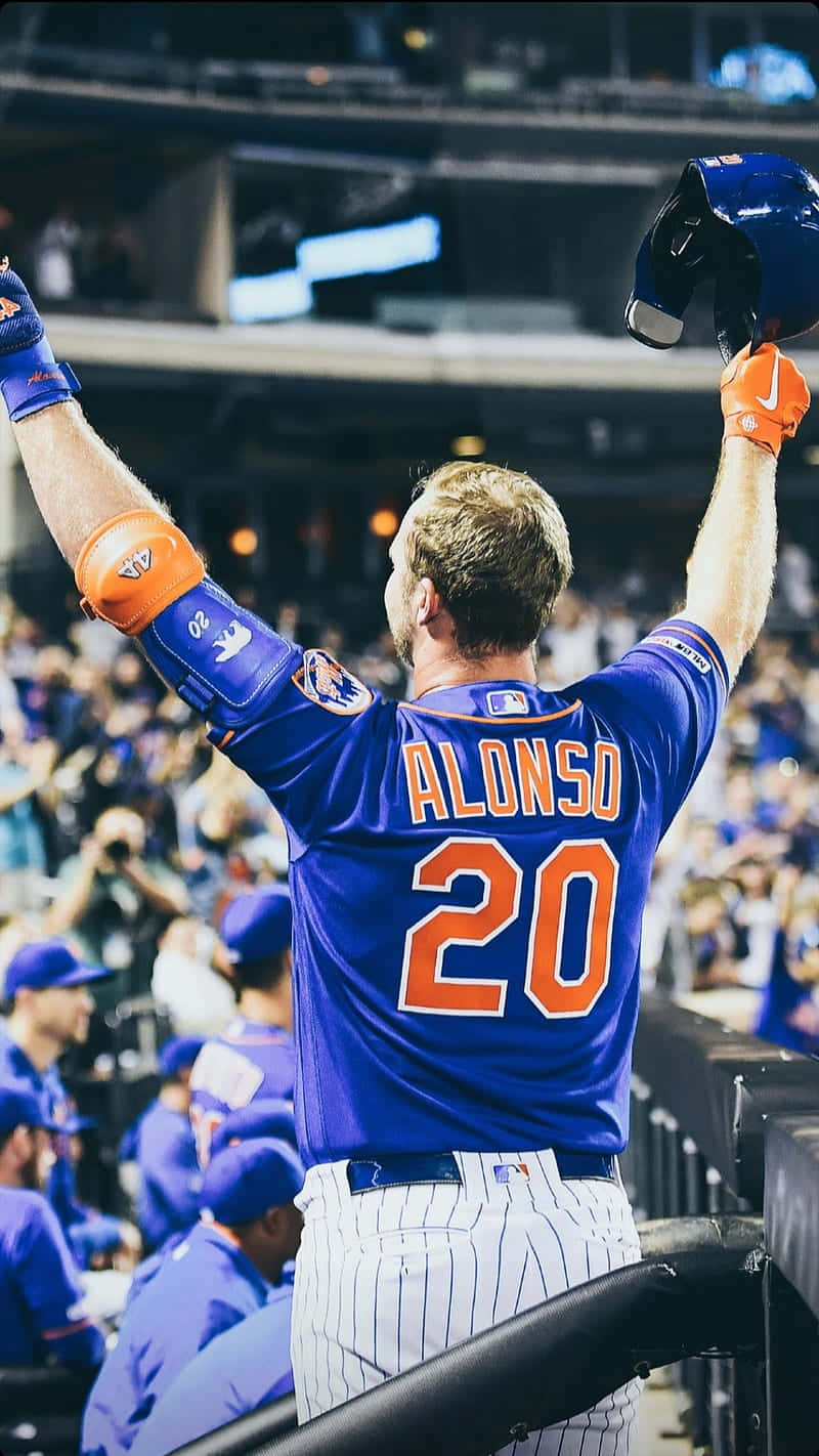 Download Mets' Pete Alonso Celebrating Home Run Wallpaper