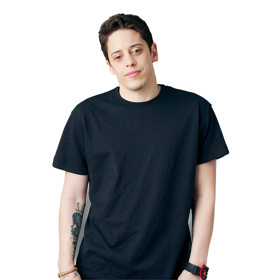 Pete Davidson In Black Tee Png 7 PNG