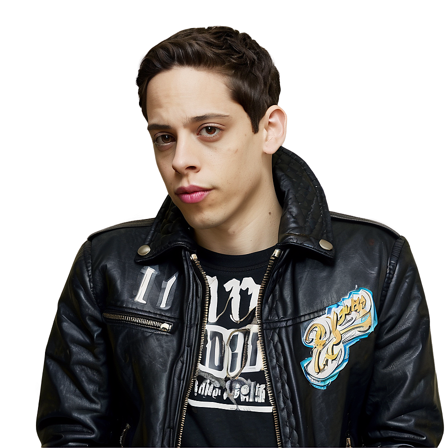 Pete Davidson In Leather Jacket Png 06252024 PNG