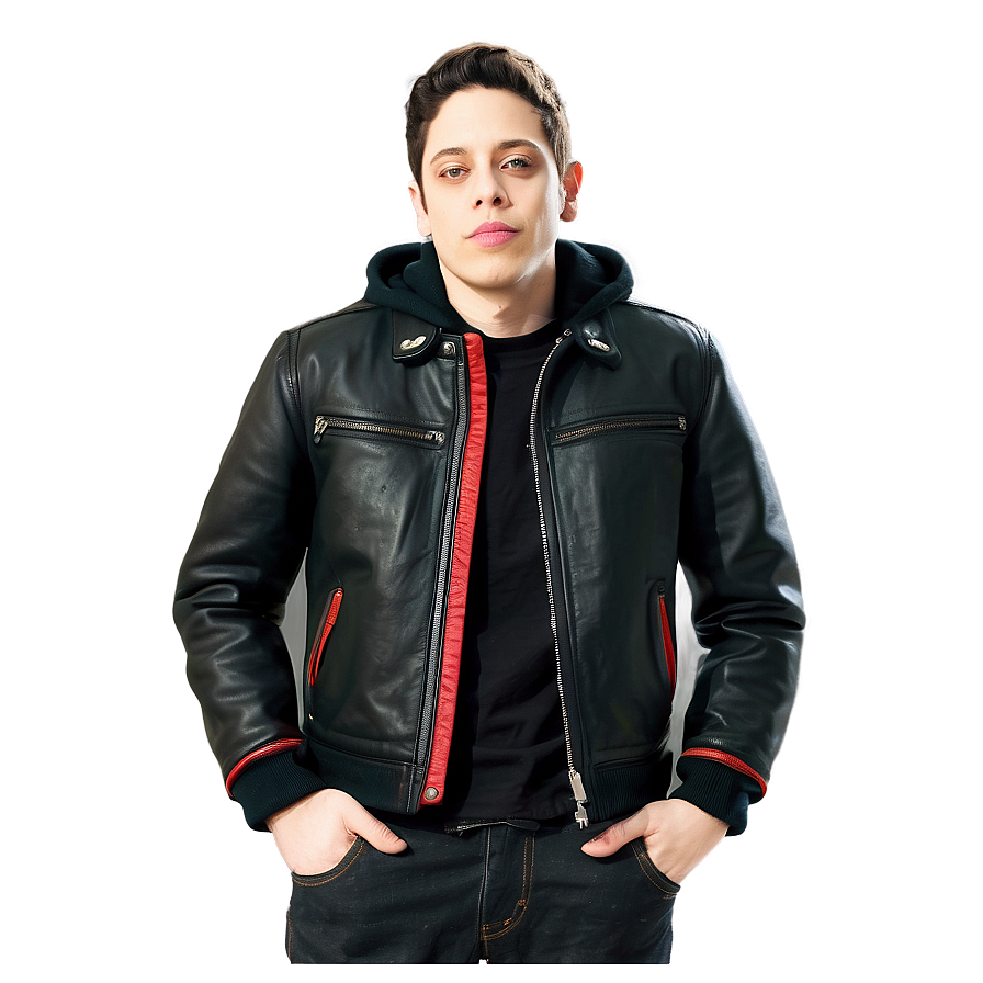 Pete Davidson In Leather Jacket Png 06252024 PNG