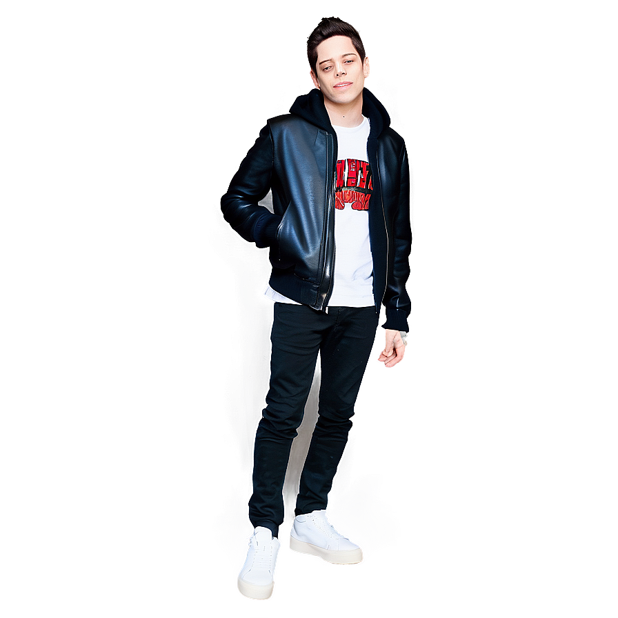 Pete Davidson In Leather Jacket Png 06252024 PNG