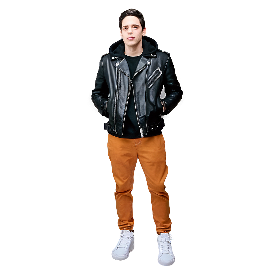 Pete Davidson In Leather Jacket Png Qxt80 PNG